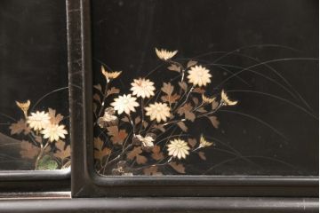 和製アンティーク　唐木　繊細な漆絵が美しい飾り棚(戸棚、収納棚、茶棚)(R-055142)