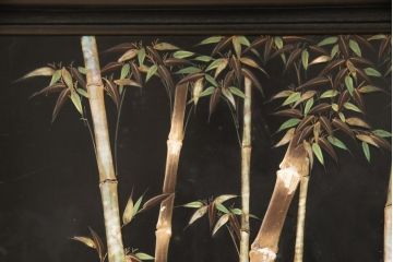 和製アンティーク　唐木　繊細な漆絵が美しい飾り棚(戸棚、収納棚、茶棚)(R-055142)