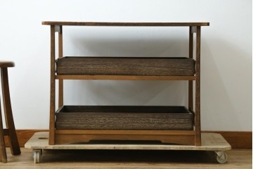 和製ビンテージ　桐材　桑材　トレーが取り外しできる衣装盆棚　(R-055166)