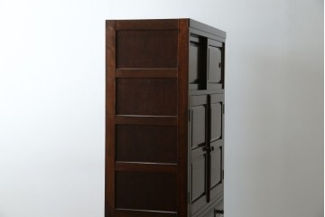 中古　美品　松本民芸家具　直線的なデザインがシックな印象を醸し出すD型和タンス　定価約67万円　(R-055196)