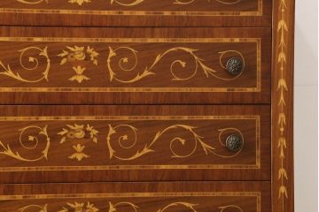 中古　美品　イタリア高級輸入家具　象嵌入り　細やかな象嵌細工が美しいチェスト(引き出し、サイドチェスト)(R-055197)
