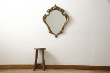 イタリアビンテージ　高級品　優雅な空間を演出してくれる真鍮製ウォールミラー(壁掛け鏡、ヴィンテージ)(R-055215)