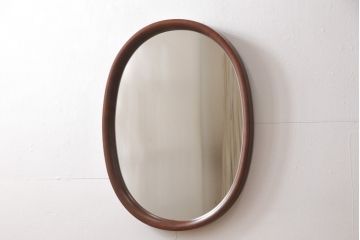 中古　美品　秋田木工　様々なお部屋に馴染みのよいラウンド型のウォールミラー(壁掛け鏡)(R-055218)