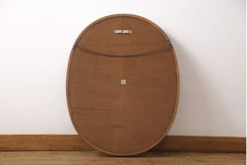 中古　美品　秋田木工　様々なお部屋に馴染みのよいラウンド型のウォールミラー(壁掛け鏡)(R-055218)