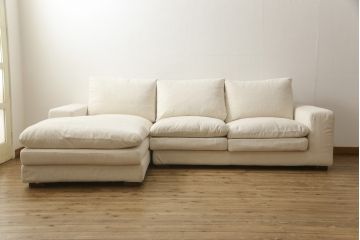 中古　美品　ACTUS(アクタス)　トリノ(TORINO)　フェザークッション　ゆったりとしたくつろぎの空間を演出するカウチソファ(3人掛けソファ、三人掛け)(定価約33万円)(R-055224)