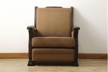 中古　美品　モリシゲ(MORISHIGE/森繁)　マッキンレー　高級感ある佇まいが目を引く1人掛けソファ(定価約35万円)(アームチェア、一人掛けソファ)(R-055225)