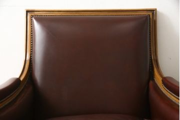イタリアビンテージ　本革　クラシカルな雰囲気漂う1人掛けソファ(一人掛けソファ、アームチェア、ヴィンテージ(R-055228)