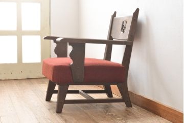 中古　神戸洋家具　永田良介商店　大正ロマンインテリアにおすすめなアームチェア(1人掛け、シングルソファ、一人掛け、1Pソファ)(R-055247)