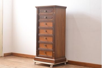 中古　美品　DREXEL HERITAGE(ドレクセルヘリテイジ)　FRANCESCA(フランチェスカ)シリーズ　優美な佇まいのランジェリーチェスト(引き出し、サイドチェスト、縦型チェスト)(R-055249)