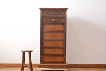中古　美品　DREXEL HERITAGE(ドレクセルヘリテイジ)　FRANCESCA(フランチェスカ)シリーズ　優美な佇まいのランジェリーチェスト(引き出し、サイドチェスト、縦型チェスト)(R-055249)