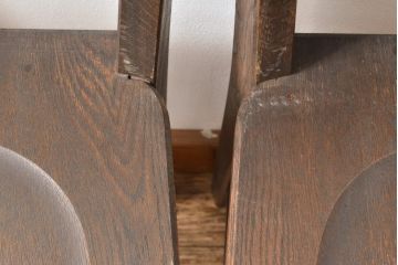 中古　永田良介商店　神戸洋家具　落ち着きのあるシックな佇まいが魅力のラダー型食堂椅子2脚セット(ダイニングチェア、ラダーバックチェア、ワークチェア、椅子)(R-055250)