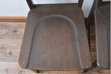 中古　永田良介商店　神戸洋家具　落ち着きのあるシックな佇まいが魅力のラダー型食堂椅子2脚セット(ダイニングチェア、ラダーバックチェア、ワークチェア、椅子)(R-055250)