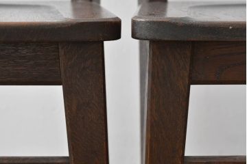 中古　永田良介商店　神戸洋家具　落ち着きのあるシックな佇まいが魅力のラダー型食堂椅子2脚セット(ダイニングチェア、ラダーバックチェア、ワークチェア、椅子)(R-055250)