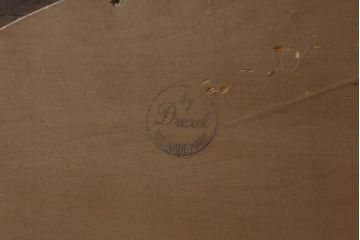 中古　美品　DREXEL HERITAGE(ドレクセルヘリテイジ)　マホガニー材　凝ったつくりのウォールミラー(壁掛け鏡)(R-055257)