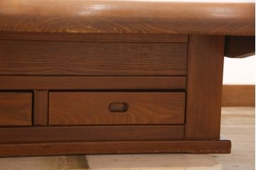 中古　民芸家具　特大　総ケヤキ材　和の趣溢れる囲炉裏テーブル(火鉢、座卓、ローテーブル)(R-055261)