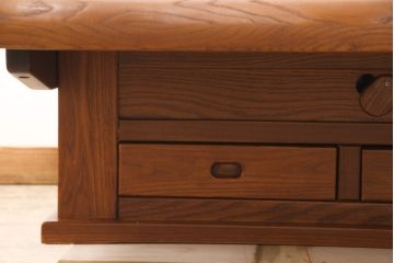 中古　民芸家具　特大　総ケヤキ材　和の趣溢れる囲炉裏テーブル(火鉢、座卓、ローテーブル)(R-055261)