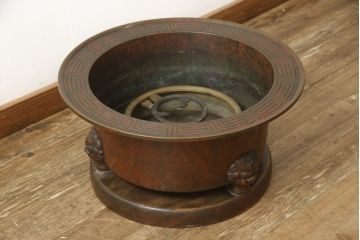 和製アンティーク　古美術　時代物　厚手　むらし銅　特大!直径約60cm　珍しいサイズ感が魅力的な大火鉢(火鉢)(R-055275)