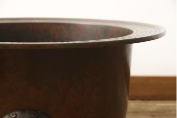 和製アンティーク　古美術　時代物　厚手　むらし銅　特大!直径約60cm　珍しいサイズ感が魅力的な大火鉢(火鉢)(R-055275)