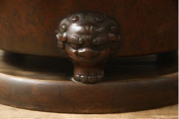 和製アンティーク　古美術　時代物　厚手　むらし銅　特大!直径約60cm　珍しいサイズ感が魅力的な大火鉢(火鉢)(R-055275)