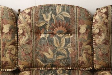 中古　美品　飛騨産業　キツツキ　穂高シリーズ　絵画のようなファブリックが素敵な3人掛けソファ(アームソファ)(R-055301)