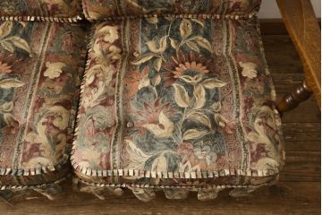 中古　美品　飛騨産業　キツツキ　穂高シリーズ　絵画のようなファブリックが素敵な3人掛けソファ(アームソファ)(R-055301)