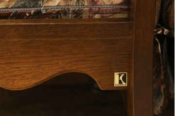 中古　美品　飛騨産業　キツツキ　穂高シリーズ　絵画のようなファブリックが素敵な3人掛けソファ(アームソファ)(R-055301)