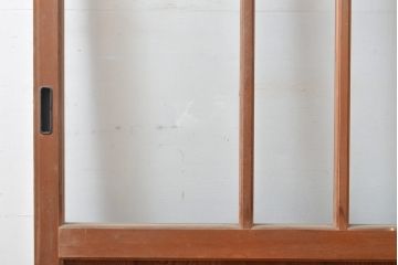 和製アンティーク　くっきりとした木目をお楽しみいただけるガラス戸1枚(引き戸、建具)(R-055310)