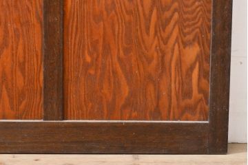 アンティーク建具　昭和中期　レトロな雰囲気と温かみのある色合いが魅力のガラス戸1枚(引き戸)(R-055311)