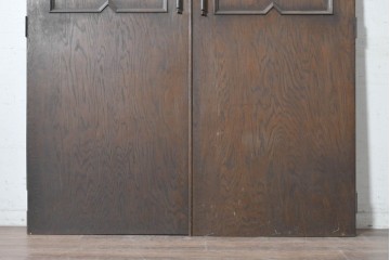 ヴィンテージ建具　昭和後期　希少!!　永田良介商店　神戸洋家具　幾何学模様が特徴的な両開きドア2枚(1対)セット　(R-055315)