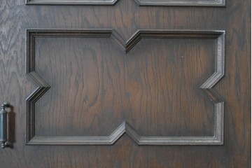 ヴィンテージ建具　昭和後期　希少!!　永田良介商店　神戸洋家具　幾何学模様が特徴的な両開きドア2枚(1対)セット　(R-055315)
