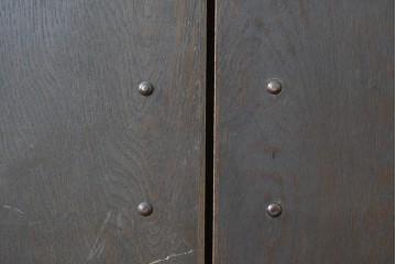 ヴィンテージ建具　昭和後期　希少!!　永田良介商店　神戸洋家具　幾何学模様が特徴的な両開きドア2枚(1対)セット　(R-055315)