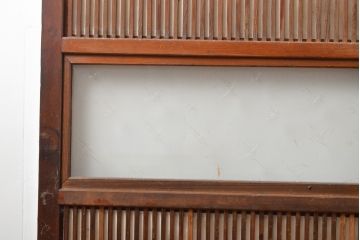 アンティーク建具　大正期　幅狭　整然と並ぶ縦格子が繊細で美しい裏障子付き格子戸4枚セット(引き戸)(R-055317)