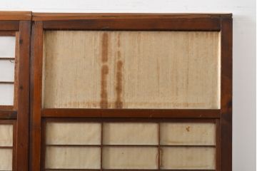 アンティーク建具　大正期　幅狭　整然と並ぶ縦格子が繊細で美しい裏障子付き格子戸4枚セット(引き戸)(R-055317)