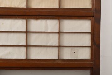 アンティーク建具　大正期　幅狭　整然と並ぶ縦格子が繊細で美しい裏障子付き格子戸4枚セット(引き戸)(R-055317)