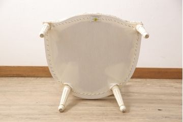 中古　美品　イタリア高級家具　ロココ調　Mario Colciago&Figli(マリオ・コルチャゴ)　品のある佇まいが目を引くアームチェア(ダイニングチェア、椅子)(R-055327)