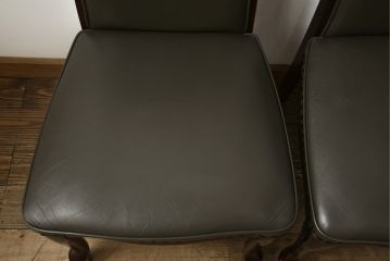 中古　美品　maruni(マルニ木工)　ベルサイユシリーズ　シックな色合いが大人の雰囲気を醸し出すダイニングチェア4脚セット(合皮)(椅子、イス)(R-055333)