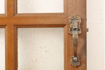 和製ビンテージ　昭和レトロ　明るい木色が温かみを感じるドア1枚(扉、建具、ヴィンテージ)(R-055347)