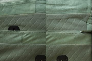 中古　新潟伊勢丹取り扱い　ブランド家具　本革(レザー)　淡いグリーンカラーが爽やかな空間を演出する5人掛けソファー&オットマンセット(五人掛けソファ)(R-055350)(検索ワード:NATUZZI　ナツッジ)