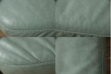 中古　新潟伊勢丹取り扱い　ブランド家具　本革(レザー)　淡いグリーンカラーが爽やかな空間を演出する5人掛けソファー&オットマンセット(五人掛けソファ)(R-055350)(検索ワード:NATUZZI　ナツッジ)