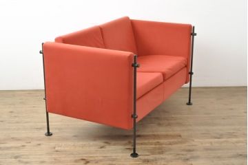 中古　arflex(アルフレックス)　FELIX(フェリックス)　Burkhard Vogtherr(バークハード・フォクトヘル)　レッドカラーが空間のアクセントになる2人掛けソファ(二人掛け、2P)(定価約45万円)(R-055352)
