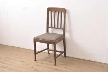 アンティーク家具　イギリスアンティーク　脚元のカーブがチャームポイント!オーク材製シンプルチェア(イス、椅子、ダイニングチェア)(R-055353)