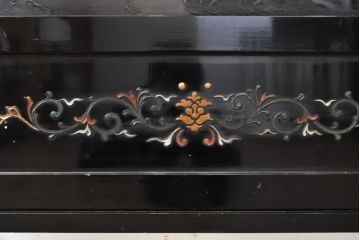  アジアンアンティーク　中国　総漆塗り　漆絵　蒔絵　衝立て(パーテーション、つい立て)(R-055355)