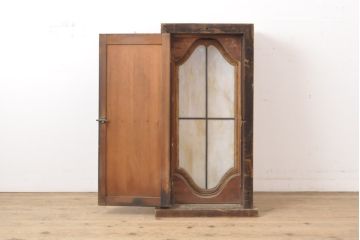 アンティーク建具　大正期〜昭和初期　古い洋館で使われていたノスタルジックな雰囲気あふれる窓+窓枠セット(ドア、扉、FIX、はめ殺し)(R-055356)