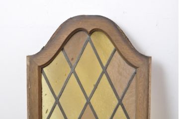 アンティーク建具　大正期〜昭和初期　大正ロマンの雰囲気あふれる古い洋館で使われていたステンドグラス窓+窓枠セット(ドア、扉、FIX、はめ殺し)(R-055357)