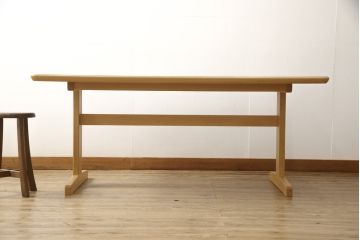 中古　希少　絶版品　オーク材　CONDE　HOUSE(カンディハウス)　アルプ　LD スタイリッシュなデザインが魅力のT脚テーブル(ダイニングテーブル、4人掛け)(定価約15万円)(R-055397)