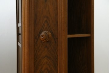 フランスアンティーク　ローズウッド材　ガラス天板付き　クラシカルな佇まいと独特の木目が魅力のパートナーデスク　(R-055399)
