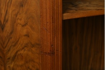 フランスアンティーク　ローズウッド材　ガラス天板付き　クラシカルな佇まいと独特の木目が魅力のパートナーデスク　(R-055399)