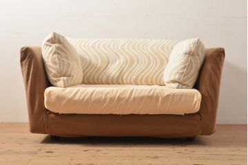 中古　arflex(アルフレックス)　A SOFA(エー・ソファ)　カバー付き　ナチュラルな色合いがかわいらしい1.5人掛けソファ(定価約30万円)(一人掛けソファ、アームチェア)(R-055404)