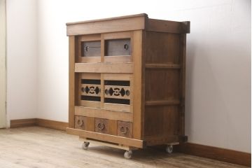 和製アンティーク　古い時代の味わいがお楽しみいただける三尺水屋箪笥サイドボード(収納棚、戸棚、キャビネット、食器棚)(R-055419)