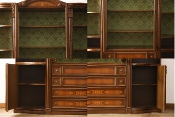 中古　美品　イタリア高級輸入家具　MASETTI(マセッティ)　優雅な佇まいの大型組立て式キャビネット(カップボード、収納棚、戸棚、飾り棚)(R-055421)